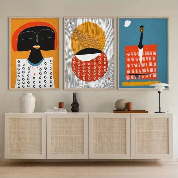 Set of 3 African inspired canvas print - Picture 1 of 4